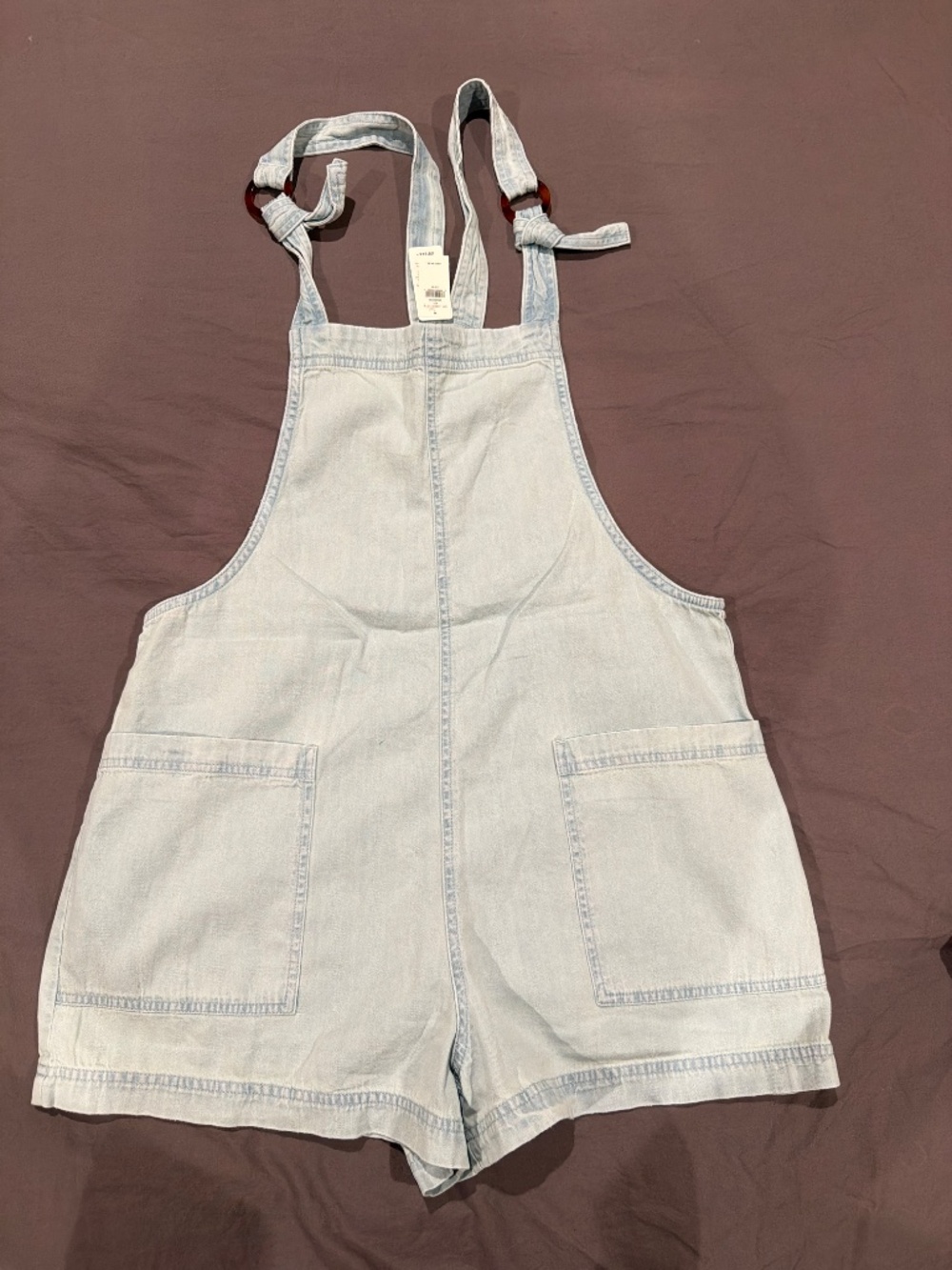 Aerie Light Wash Denim Shortalls Overall Romper – Size M – NWT - Picture 4 of 5